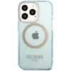Чохол Guess Gold Outline Translucent для iPhone 13 Pro Max Blue with MagSafe (GUHMP13XHTCMB)