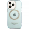 Чехол Guess Gold Outline Translucent для iPhone 13 Pro Max Blue with MagSafe (GUHMP13XHTCMB)