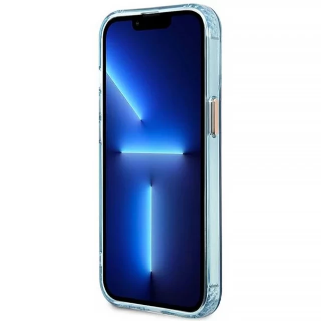 Чохол Guess Gold Outline Translucent для iPhone 13 Pro Max Blue with MagSafe (GUHMP13XHTCMB)