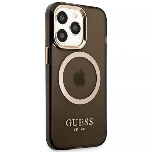 Чохол Guess Gold Outline Translucent для iPhone 13 Pro Max Black with MagSafe (GUHMP13XHTCMK)