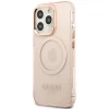 Чехол Guess Gold Outline Translucent для iPhone 13 Pro Max Pink with MagSafe (GUHMP13XHTCMP)