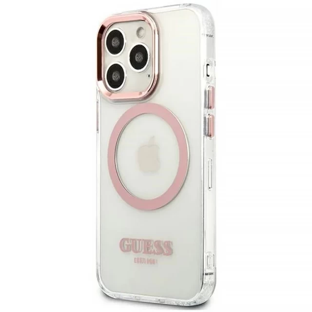 Чохол Guess Metal Outline для iPhone 13 Pro Max Pink with MagSafe (GUHMP13XHTRMP)