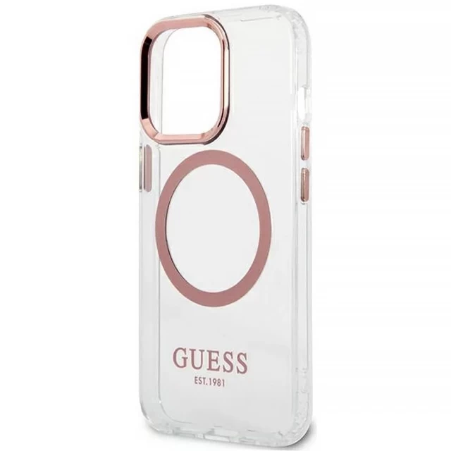 Чохол Guess Metal Outline для iPhone 13 Pro Max Pink with MagSafe (GUHMP13XHTRMP)