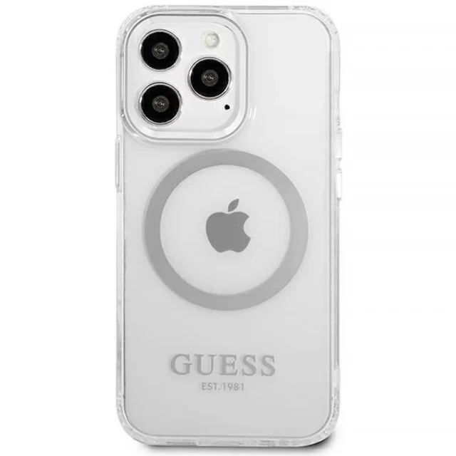 Чохол Guess Metal Outline для iPhone 13 Pro Max Silver with MagSafe (GUHMP13XHTRMS)