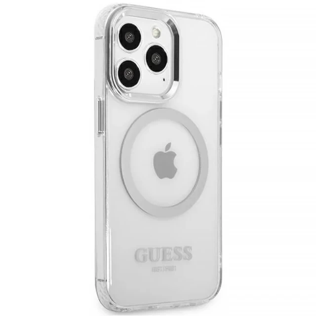Чехол Guess Metal Outline для iPhone 13 Pro Max Silver with MagSafe (GUHMP13XHTRMS)