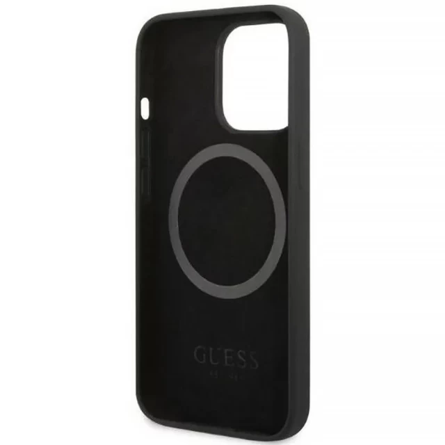 Чехол Guess Silicone Logo Plate для iPhone 13 Pro Max Black with MagSafe (GUHMP13XSPLK)