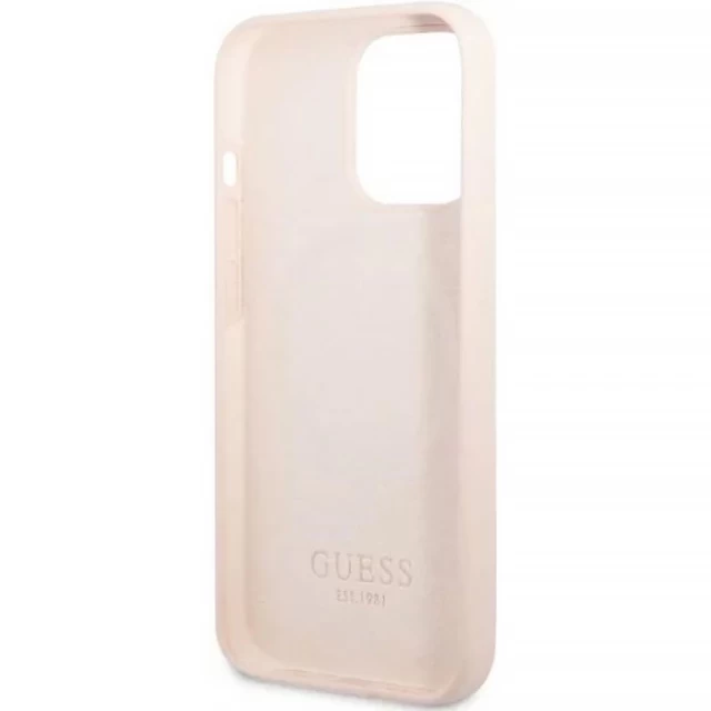 Чехол Guess Silicone Logo Plate для iPhone 13 Pro Max Pink with MagSafe (GUHMP13XSPLP)