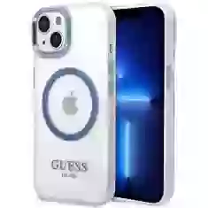 Чехол Guess Metal Outline для iPhone 14 Plus Blue with MagSafe (GUHMP14MHTRMB)