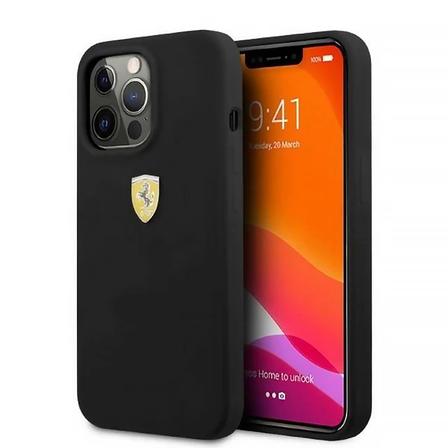 Чехол Ferrari Silicone для iPhone 13 | 13 Pro Black with MagSafe (FESSIHMP13LBK)