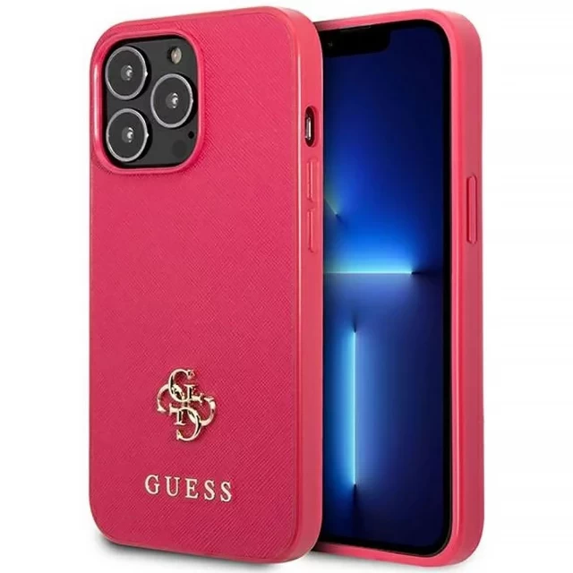 Чехол Guess Saffiano 4G Small Metal Logo для iPhone 13 Pro Pink (GUHCP13LPS4MF)