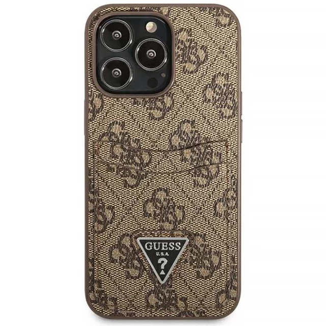 Чохол-гаманець Guess 4G Triangle Logo Cardslot для iPhone 13 Pro Max Brown (GUHCP13XP4TPW)