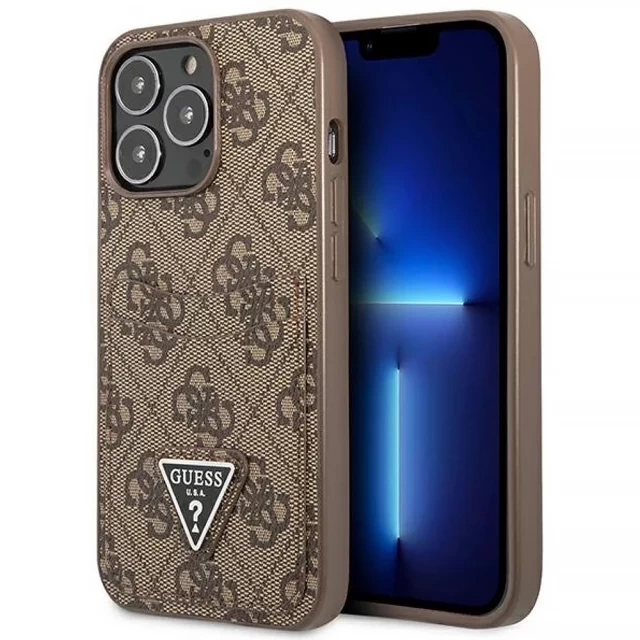Чохол-гаманець Guess 4G Triangle Logo Cardslot для iPhone 13 Pro Max Brown (GUHCP13XP4TPW)