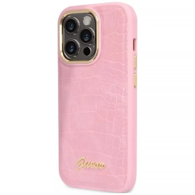 Чехол Guess Croco Collection для iPhone 14 Pro Pink (GUHCP14LHGCRHP)