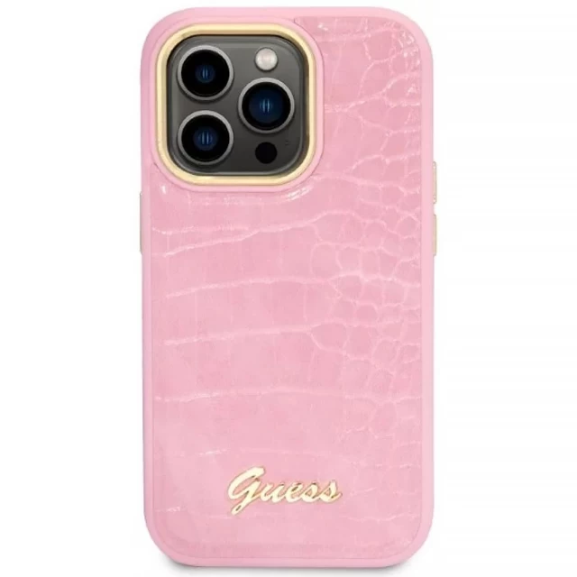 Чехол Guess Croco Collection для iPhone 14 Pro Pink (GUHCP14LHGCRHP)