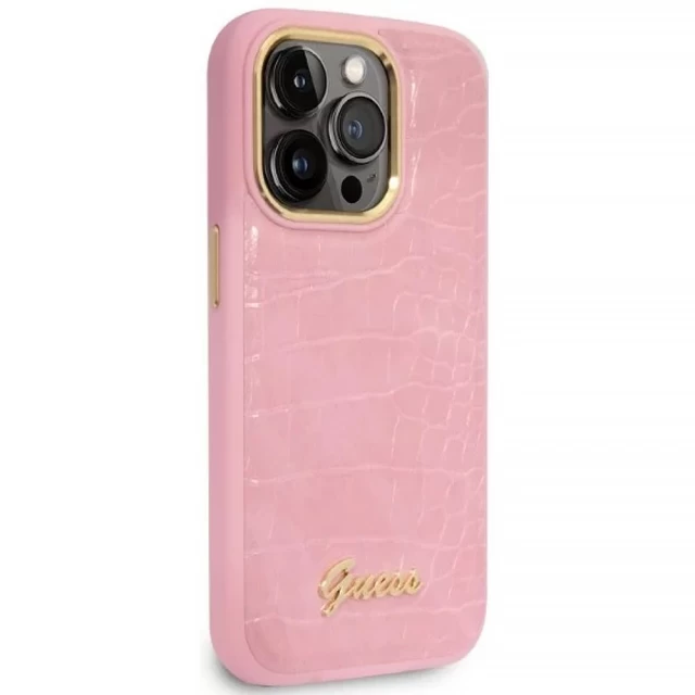 Чехол Guess Croco Collection для iPhone 14 Pro Pink (GUHCP14LHGCRHP)