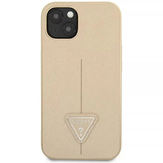 Чехол Guess Saffiano Triangle Logo для iPhone 14 Plus Beige (GUHCP14MPSATLE)