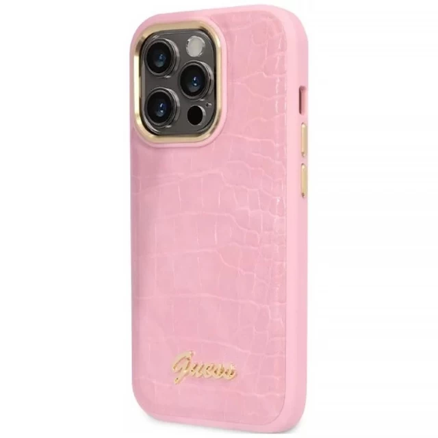 Чехол Guess Croco Collection для iPhone 14 Pro Max Pink (GUHCP14XHGCRHP)