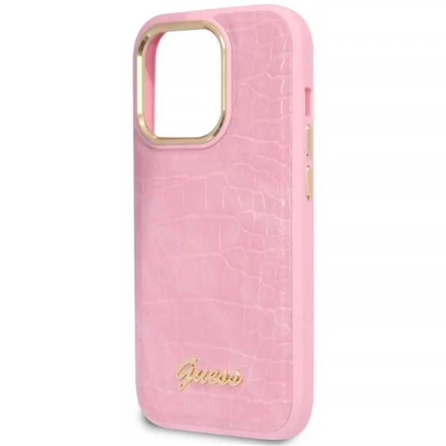 Чехол Guess Croco Collection для iPhone 14 Pro Max Pink (GUHCP14XHGCRHP)