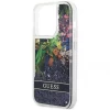 Чохол Guess Flower Liquid Glitter для iPhone 14 Pro Max Blue (GUHCP14XLFLSB)