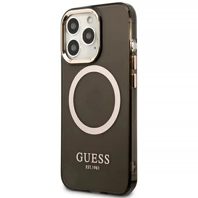 Чехол Guess Gold Outline Translucent для iPhone 13 Pro Black with MagSafe (GUHMP13LHTCMK)