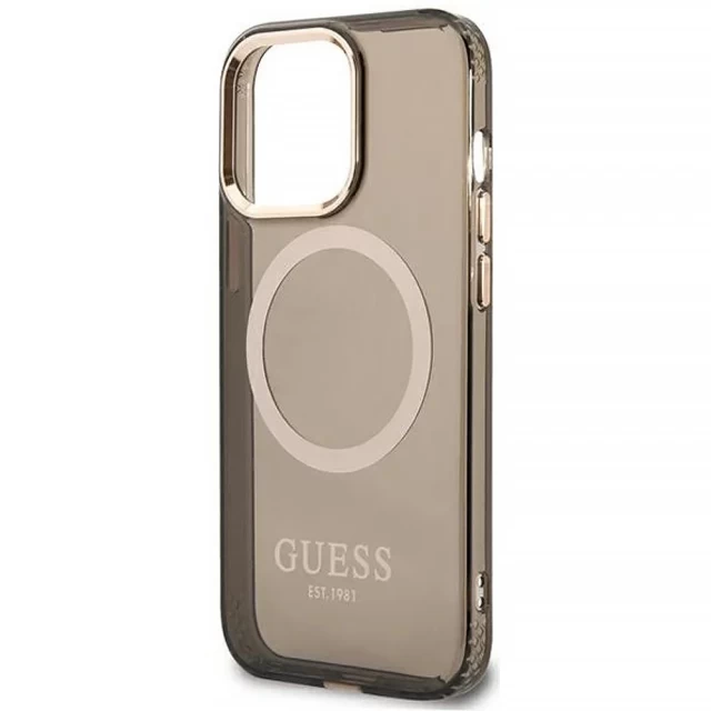 Чохол Guess Gold Outline Translucent для iPhone 13 Pro Black with MagSafe (GUHMP13LHTCMK)