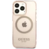 Чехол Guess Gold Outline Translucent для iPhone 13 Pro Pink with MagSafe (GUHMP13LHTCMP)