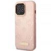 Чехол Guess Peony Logo Plate для iPhone 13 Pro Pink with MagSafe (GUHMP13LSAPSTP)