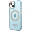 Чохол Guess Gold Outline Translucent для iPhone 13 Blue with MagSafe (GUHMP13MHTCMB)