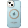 Чохол Guess Gold Outline Translucent для iPhone 13 Blue with MagSafe (GUHMP13MHTCMB)