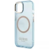 Чохол Guess Gold Outline Translucent для iPhone 13 Blue with MagSafe (GUHMP13MHTCMB)