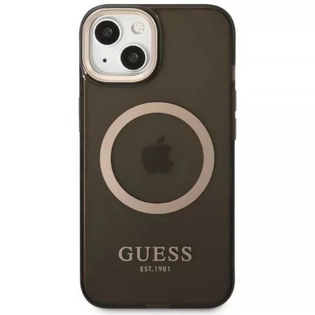 Чохол Guess Gold Outline Translucent для iPhone 13 Black with MagSafe (GUHMP13MHTCMK)