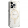 Чехол с зарядным устройством Guess Marble + Charger Set для iPhone 14 Pro White with MagSafe (GUBPP14LHMEACSH)