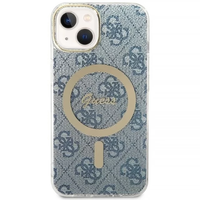 Чехол с зарядным устройством Guess 4G Print + Charger Set для iPhone 14 Plus Blue with MagSafe (GUBPP14MH4EACSB)