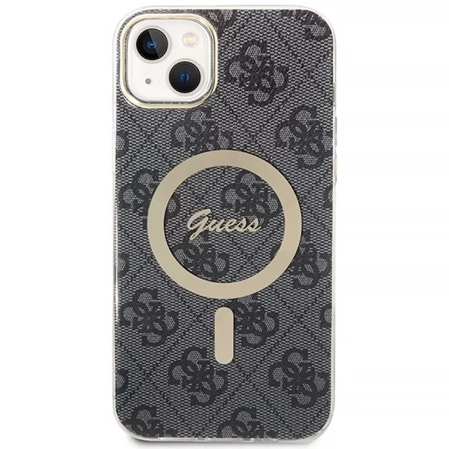 Чехол с зарядным устройством Guess 4G Print + Charger Set для iPhone 14 Plus Black with MagSafe (GUBPP14MH4EACSK)