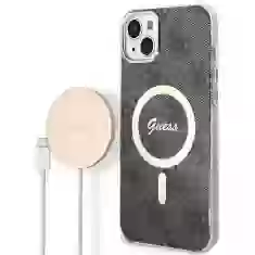 Чохол із зарядним пристроєм Guess 4G Print + Charger Set для iPhone 14 Plus Black with MagSafe (GUBPP14MH4EACSK)
