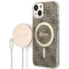 Чехол с зарядным устройством Guess 4G Print + Charger Set для iPhone 14 Plus Brown with MagSafe (GUBPP14MH4EACSW)