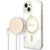 Чохол із зарядним пристроєм Guess Marble + Charger Set для iPhone 14 Plus White with MagSafe (GUBPP14MHMEACSH)
