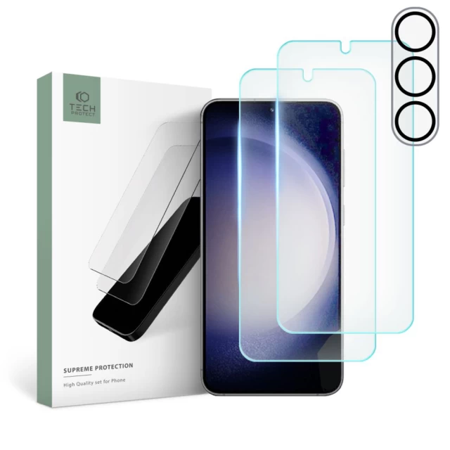 Защитное стекло Tech-Protect Supreme Set (3 Pack) для Samsung Galaxy S23 Clear (9490713929339)
