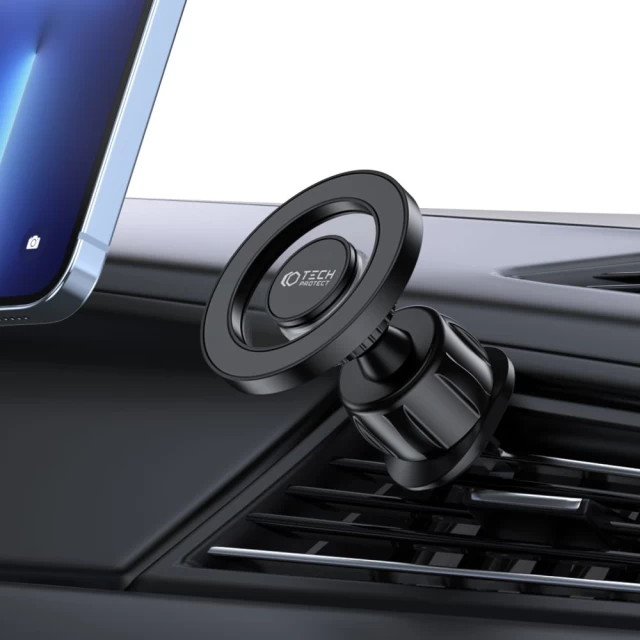 Автодержатель с функцией беспроводной зарядки Tech-Protect N51 Dashboard & Vent Car Mount Wirelles Charger with MagSafe Black (9490713930878)