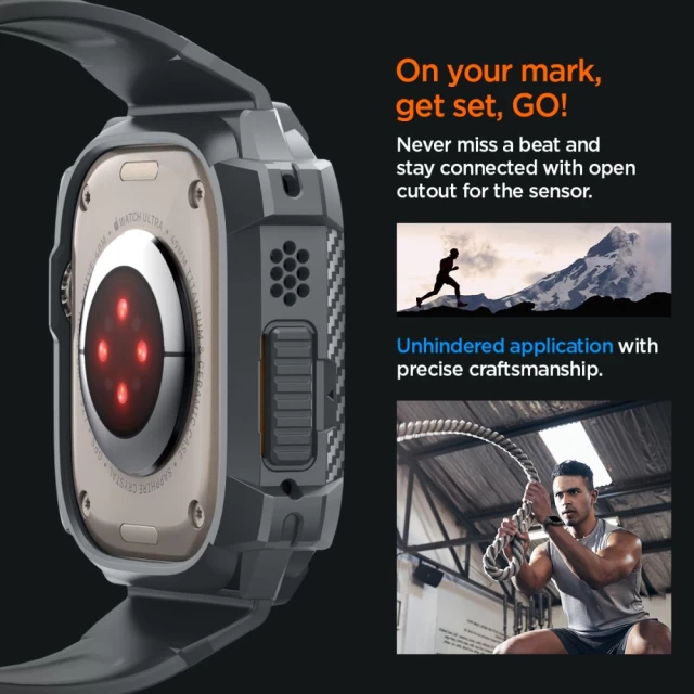 Чехол-ремешок Spigen Rugged Armor Pro для Apple Watch 49 mm Dark Grey (ACS07390)