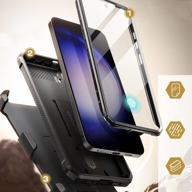 Чехол и защитное стекло Supcase Unicorn Beetle Pro 2-Set для Samsung Galaxy S24 Plus (S926) Black (843439138803)