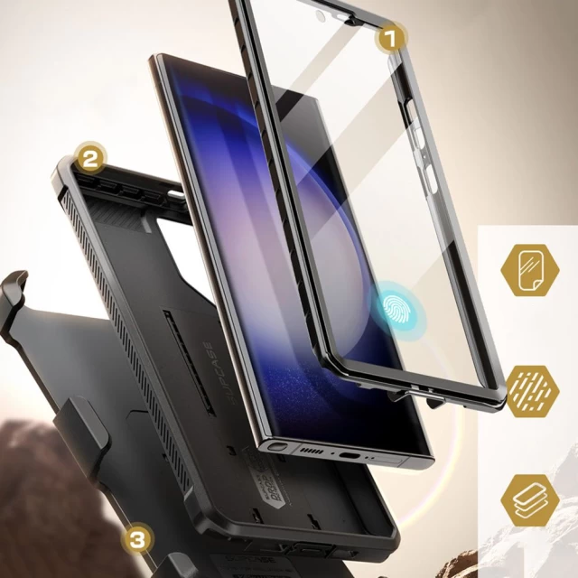 Чохол і захисне скло Supcase Unicorn Beetle Pro 2-Set для Samsung Galaxy S24 Ultra (S928) Black (843439138919)
