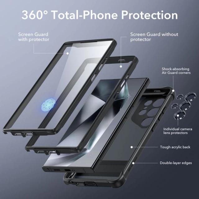 Захисний комплект ESR Armor Kickstand для Samsung Galaxy S24 Ultra Frosted Black (4894240189962)