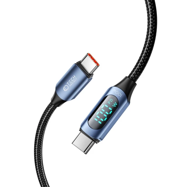 Кабель Tech-Protect UltraBoost LED USB-C to USB-C 100W 5A 1m Blue (5906203690657)