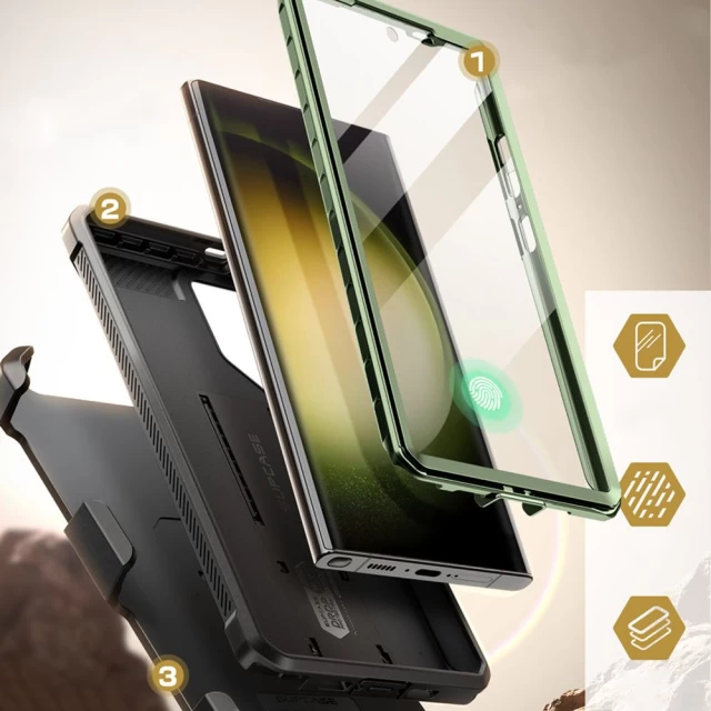 Чехол и защитное стекло Supcase Unicorn Beetle Pro 2-Set для Samsung Galaxy S24 Ultra (S928) Guldan (843439138926)