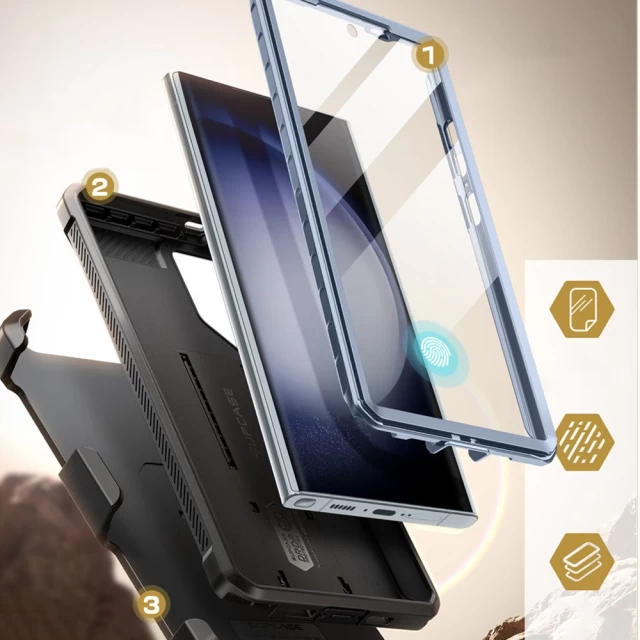Чехол и защитное стекло Supcase Unicorn Beetle Pro 2-Set для Samsung Galaxy S24 Ultra (S928) Tilt (843439139206)