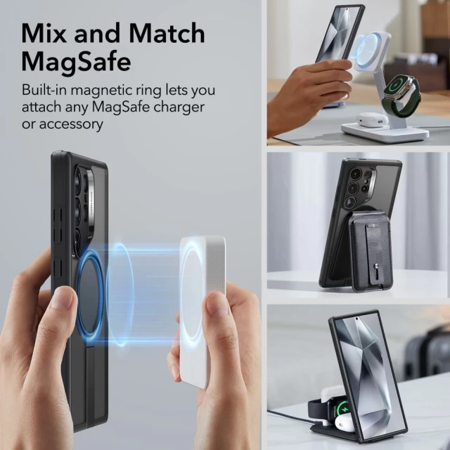 Чохол ESR Flickstand Boost Halolock для Samsung Galaxy S24 Ultra Frosted Black with MagSafe (4894240189894)