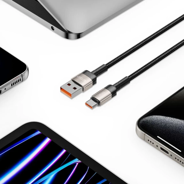 Кабель Tech-Protect UltraBoost Evo USB-C to USB-A 100W 5A 2m Titanium (5906203690756)
