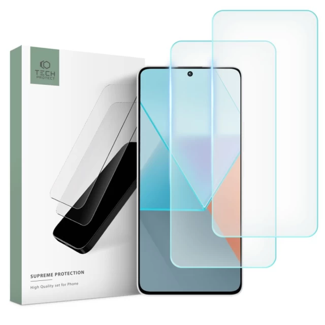 Защитное стекло Tech-Protect Supreme для Xiaomi Redmi Note 13 | 13 Pro 4G/5G (2 pack) Clear (5906302300006)
