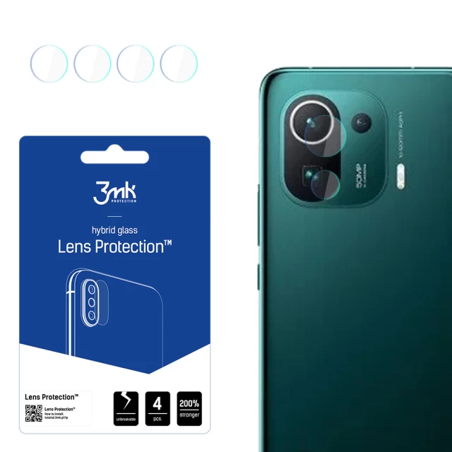Защитное стекло для камеры 3mk Lens Protection для Xiaomi Mi 11 Pro 5G Transparent (4 Pack) (5903108407335)